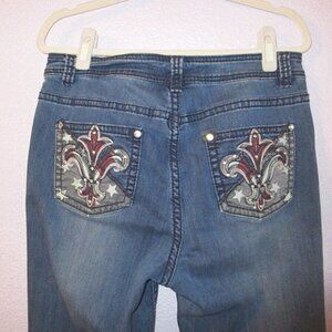 Reba Womens Jeans Size 10 Rhinestones Stars Stretch Denim Straight Cowgirl West